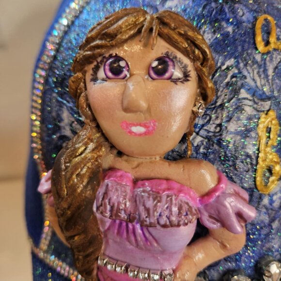 Handmade Baseball Hat - Adjustable - 100% Cotton - Blue and Pink - Sparkles! - Picture 5 of 13